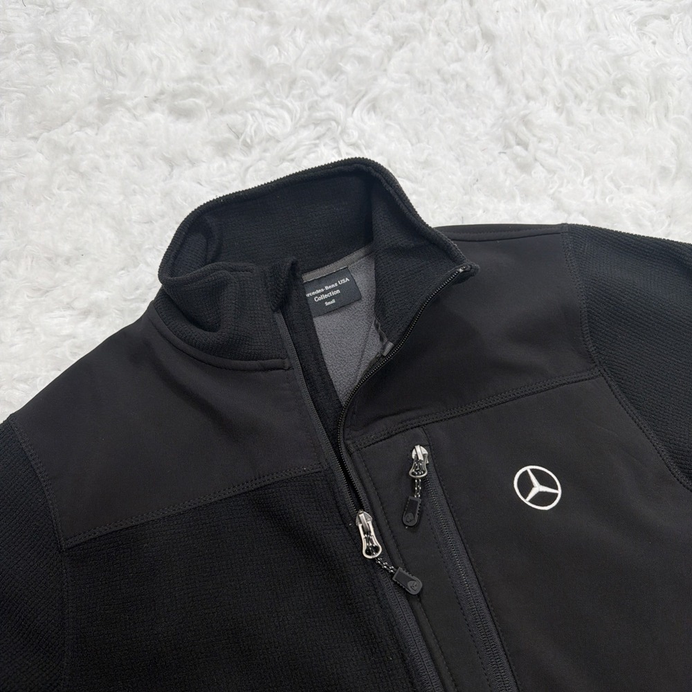 Mercedes Benz Collection Series Thermal Waffle Knit Jacket Black‎ Full Zip Men's
